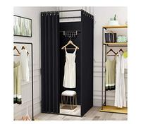 Cabine d'essayage avec étagère en métal, rideau de piste d'atterrissage mobile, vestiaire simple - Idéal pour les magasins de vêtements