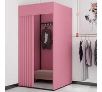 Cabine D'Essayage Cabine D'essayage Mobile Temporaire, Vestiaire De Magasin De Vêtements, Présentoir Simple Pliable, Rideau De Séparation D'intimité, Crochet Intégré(Pink,L100xW100xH200CM)