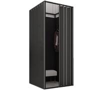 Cabine d'essayage carrée avec Structure en métal, cloison de séparation Portable for magasins de vêtements et boutiques Vestiaire(Svart,100x100x200cm)