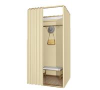cabine d'essayage mobile Cabine d'essayage portable, vestiaire temporaire, cloison de séparation au sol, convient aux magasins de vêtements et aux bureaux commerciaux cabine d'essayage(Beige,S)