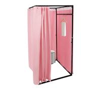 Cabine d'essayage pour magasin de vêtements avec protection visuelle sur pied rose