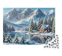 Cabine d'hiver au Bord du lac 1000 Pieces Jigsaw Puzzle for Adults Magnifique Paysage Cadeau D’Anniversaire Loisir Créatif Décoration De La Maison 38x26cm/1000pcs