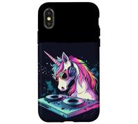 Cabine DJ licorne pour s'amuser et écouter de la musique sans arrêt Coque pour iPhone X/XS