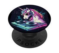Cabine DJ licorne pour s'amuser et écouter de la musique sans arrêt PopSockets PopGrip Adhésif