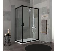 Kiamami Valentina - Cabine de douche City 70x90 h 190 profilé noir mat verre clair | City