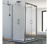 CABINE DE DOUCHE 3 PAROIS 90X110X90 VERRE GRANITÉ C 2 PORTES PIVOT