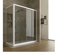 Cabine Douche en PVC - Star - 80x120 CM - Blanc - Portes Coulissantes - Verre Sécurit 6mm