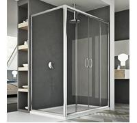 CABINE DE DOUCHE 2 PAROIS OUVERTURE CENTRALE 2 PORTES ANGULAIRE VERRE