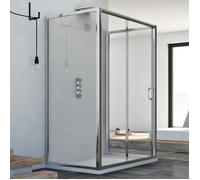 Cabine douche - Replay - Trio avec 1 portillon - 120 cm - 6 mm - Transparent