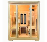 Cabine infrarouge Göteborg pour 2 personnes - Bois Hemlock - Radiateur thermique profond, système de son Bluetooth, chromothérapie, aromathérapie, désinfection de l'ozone - Peu encombrant et économe