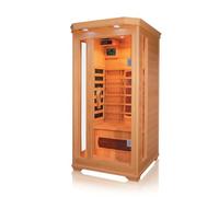 Cabine infrarouge Stockholm Alpha - Chaleur profonde pour une relaxation optimale, bois de pruche canadienne, 4 spots (céramique et carbone), chromothérapie, système de son Bluetooth, gain de place,