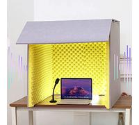 Cabine insonorisée Cabine de cloison de Bureau pour l'enceinte de Studio Portable de Bricolage à la Maison, réduction du Bruit de 60 * 60 cm pour Chambre à Coucher (Yellow)