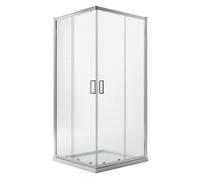 Cabine de douche angulaire carrée - IDRALITE - Ready - Verre opaque 6mm - Profilés chromés - 70x70 cm
