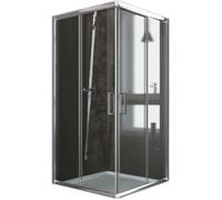 Cabine Paroi Douche 80x80 H185 Transparent 6mm - IDRALITE - Alabama - Portes Coulissantes - Aluminium