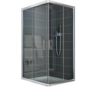Cabine Paroi Douche Rectangulaire - IDRALITE - Alabama - Verre 6mm - Coulissante - Aspect chromé brillant