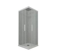 Cabine parois de douche d'angle coulissante 70x70 cm H 200 en PVC Blanc Matt Verre Transparent mod. Kolors