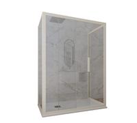 CABINE PAROIS DOUCHE 3 CÔTÉS COULISSANTES 80X140X80 EN PVC CHAMPAGNE VERRE DECO