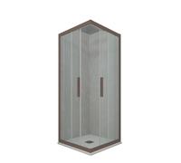 CABINE PAROIS DOUCHE ANGULAIRE COULISSANTE 80X100 EN PVC CHOCOLAT VERRE KOLORS