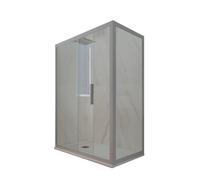 CABINE PAROIS DOUCHE ANGULAIRE COULISSANTE 90X140 EN PVC SILVER VERRE DECO DUO