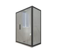 CABINE PAROIS DOUCHE ANGULAIRE COULISSANTE 90X150 EN PVC ANTHRACITE VERRE DECO