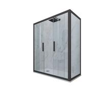 CABINE PAROIS DOUCHE ANGULAIRE COULISSANTE EN PVC ANTHRACITE GLAM DUO