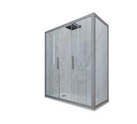 CABINE PAROIS DOUCHE ANGULAIRE COULISSANTE EN PVC ARGENT GLAM DUO