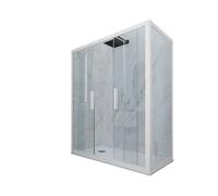 CABINE PAROIS DOUCHE ANGULAIRE COULISSANTE EN PVC BLANC MATT GLAM DUO