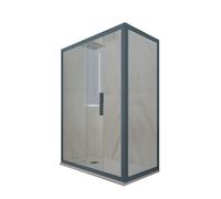 CABINE PAROIS DOUCHE ANGULAIRE COULISSANTE EN PVC BLEU NAVY DECO DUO