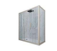 CABINE PAROIS DOUCHE ANGULAIRE COULISSANTE EN PVC CHAMPAGNE GLAM DUO