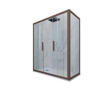 CABINE PAROIS DOUCHE ANGULAIRE COULISSANTE EN PVC CHOCOLAT GLAM DUO