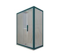 CABINE PAROIS DOUCHE ANGULAIRE COULISSANTE EN PVC VERT NIGHT WATCH DECO DUO