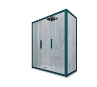 CABINE PAROIS DOUCHE ANGULAIRE COULISSANTE EN PVC VERT NIGHT WATCH GLAM DUO
