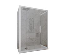 CABINE PAROIS DOUCHE 3 CÔTÉS COULISSANTES 70X110X70 EN PVC BLANC VERRE GLAX