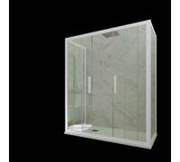 CABINE PAROIS DOUCHE COULISSANTE 3 CÔTÉS EN PVC BLANC STAR TRIO