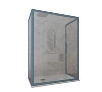 CABINE PAROIS DOUCHE COULISSANTE 3 CÔTÉS EN PVC BLEU NAVY DECO TRIO