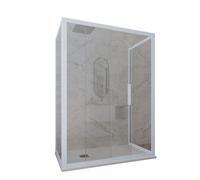 CABINE PAROIS DOUCHE 3 CÔTÉS COULISSANTES 70X110X70 PVC BLEU VERRE DECO DUO