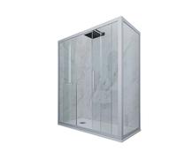 CABINE PAROIS DOUCHE COULISSANTE 80X120 EN PVC BLEU VINTAGE VERRE GLAM DUO