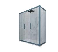CABINE PAROIS DOUCHE COULISSANTE 90X140 EN PVC BLEU NAVY VERRE GLAM DUO