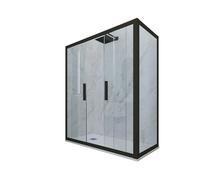 CABINE PAROIS DOUCHE COULISSANTE 90X140 EN PVC NOIR MATT VERRE GLAM DUO