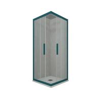 CABINE PAROIS DOUCHE D'ANGLE COULISSANTE EN PVC VERT NIGHT WATCH KOLORS
