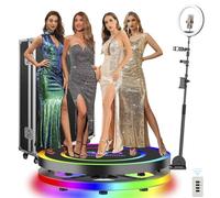 Cabine Photo 360 °, Cabine Photo De Diffusion en Direct ExtéRieure Rvb, avec Application/TéLéCommande + éClairage Annulaire, Hauteur RéGlable De 90 à 230 Cm, pour FêTe De Mariage,80CM