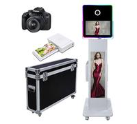 Cabine Photo à écran LCD avec écran Tactile 15,6 Pouces, Support Selfie Station Shell, Machine DIY DSLR avec éclairage RGB pour événements, fêtes, Mariages (Machine + Appareil Photo + imprimante)