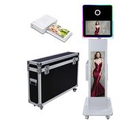 Cabine Photo à écran LCD avec écran Tactile 15,6 Pouces, Support Selfie Station Shell, Machine DIY DSLR avec éclairage RGB pour événements, fêtes, Mariages (Machine + imprimante)