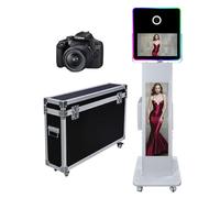 Cabine Photo à écran LCD avec écran Tactile 15,6 Pouces, Support Selfie Station Shell, Machine Photo DIY DSLR avec éclairage RGB pour événements, fêtes, Mariages (Machine + Appareil Photo)