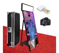 Cabine photo à miroir magique de 165 cm avec écran tactile interactif de 81,3 cm, lumière carrée, mini PC intégré adapté à la photographie (noir, machine + appareil photo + mini imprimante)