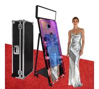 Cabine photo à miroir magique de 165 cm avec écran tactile interactif de 81,3 cm, lumière carrée, mini PC intégré adapté à la photographie (noir, appareil photobooth)