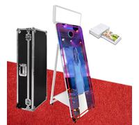 Cabine photo avec miroir magique de 165 cm avec écran tactile interactif de 81,3 cm, lumière carrée, mini PC intégré adapté à la photographie (blanc, machine + mini imprimante)
