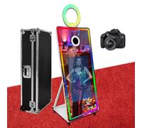 Cabine photo avec miroir magique de 165 cm avec écran tactile interactif de 81,3 cm, mini PC intégré, convient pour les besoins de photographie dans divers endroits (blanc, machine + appareil photo)