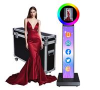 Cabine photo iPad avec étui de vol, compatible avec iPad pour iPad de 10" à 13", cabine photo selfie avec lumières RVB, pour YouTube, vidéo, Tiktok Live (machine noire, style E)