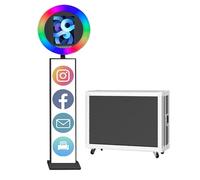Cabine photo iPad avec étui de vol, compatible avec iPad pour iPad de 10" à 13", cabine photo selfie avec lumières RVB, pour YouTube, vidéo, Tiktok Live (machine noire, style B)